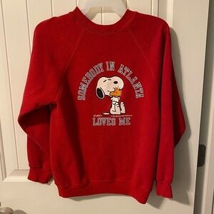 Vintage Rare 1980’s  Kid’s Red PEANUTS  Snoopy in Atlanta Sweatshirt - USA Made